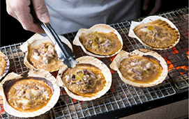 帆立イカ肝ソース焼き