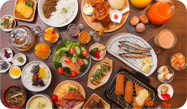 バランスの良い朝食ブッフェ